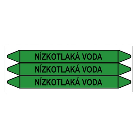 Značení potrubí, nízkotlaká voda,3 ks, 355 × 37 mm